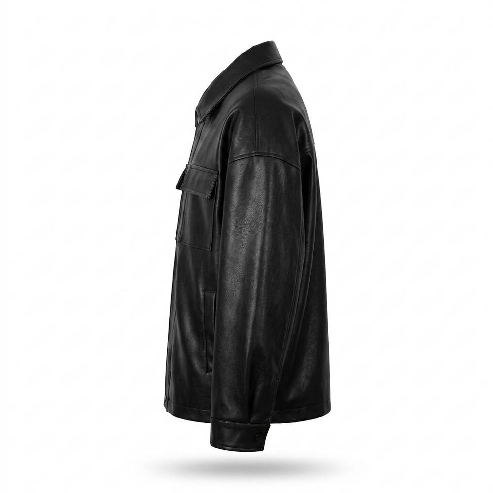 Lederjacken Outlet24 - Nozel | Oversized Kentkragen Lederjacke Unisex