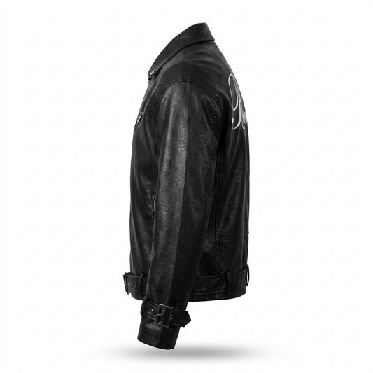 Lederjacken Outlet24 - Kuzev | Gegürtelt Genarbt Lederjacke Herren