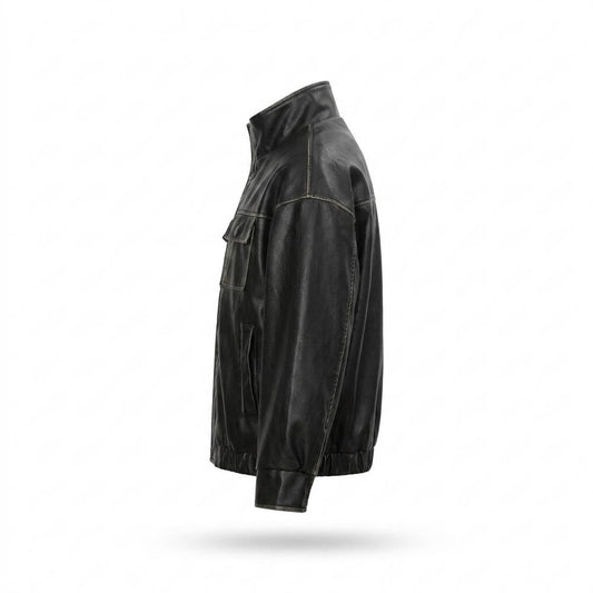 Lederjacken Outlet24 - Renon | Hochschließende Gewaschene Lederjacke Unisex