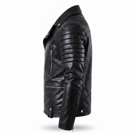 Lederjacken Outlet24 - Auful | Asymmetrisch Gesteppt Lederjacke Herren