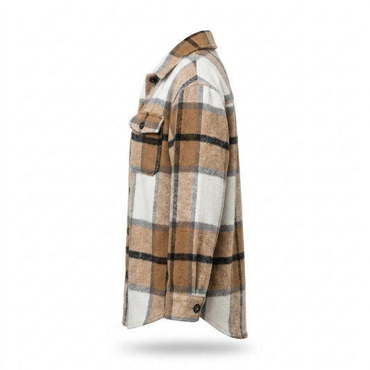 Lederjacken Outlet24 - Divam | Karierte Geknöpfte Jacke Damen