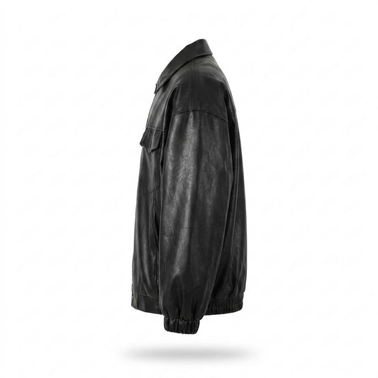 Lederjacken Outlet24 - Aekiv | Weite Geknöpfte Lederjacke Unisex