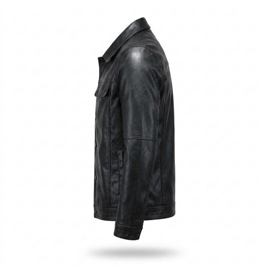 Lederjacken Outlet24 - Rezem | Geknöpft Tailliert Lederjacke Herren