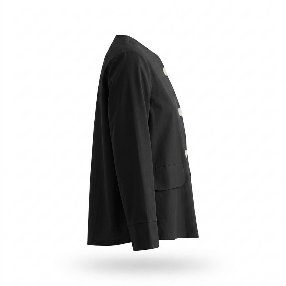 Lederjacken Outlet24 - Kakuk | Kragenlos Geknöpft Jacke Damen