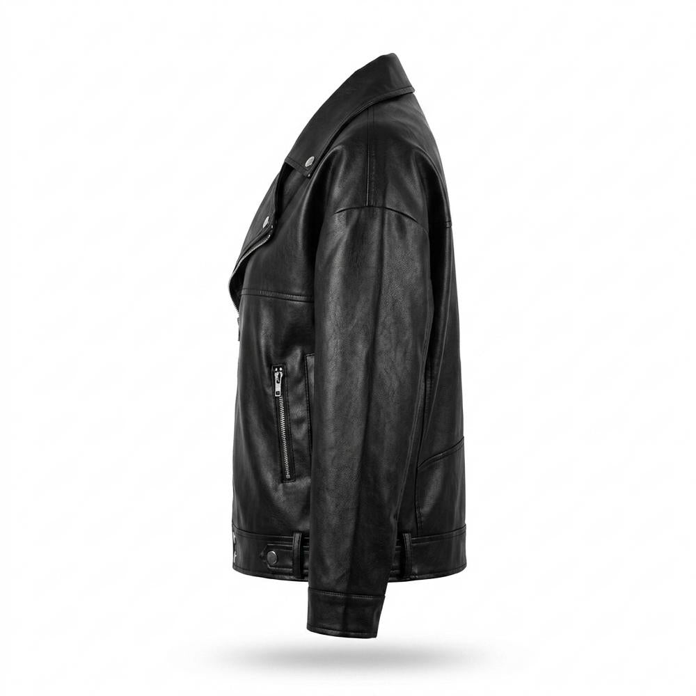 Lederjacken Outlet24 - Nomit | Weitgeschnittene Asymmetrische Lederjacke Damen