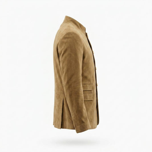 Lederjacken Outlet24 - Somol | Stehkragen Geknöpft Wildleder-Jacke Herren