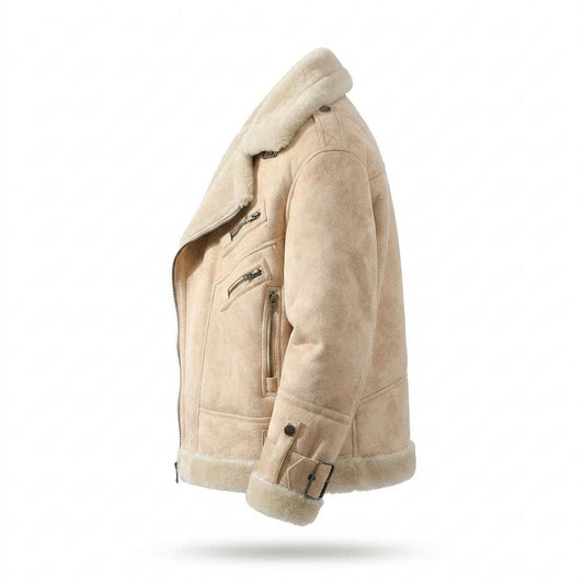 Lederjacken Outlet24 - Luvek | Gefütterte Asymmetrische Wildleder-Jacke Herren