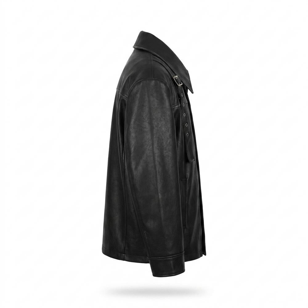 Lederjacken Outlet24 - Kesad | Oversized Kontrastgesteppt Lederjacke Unisex