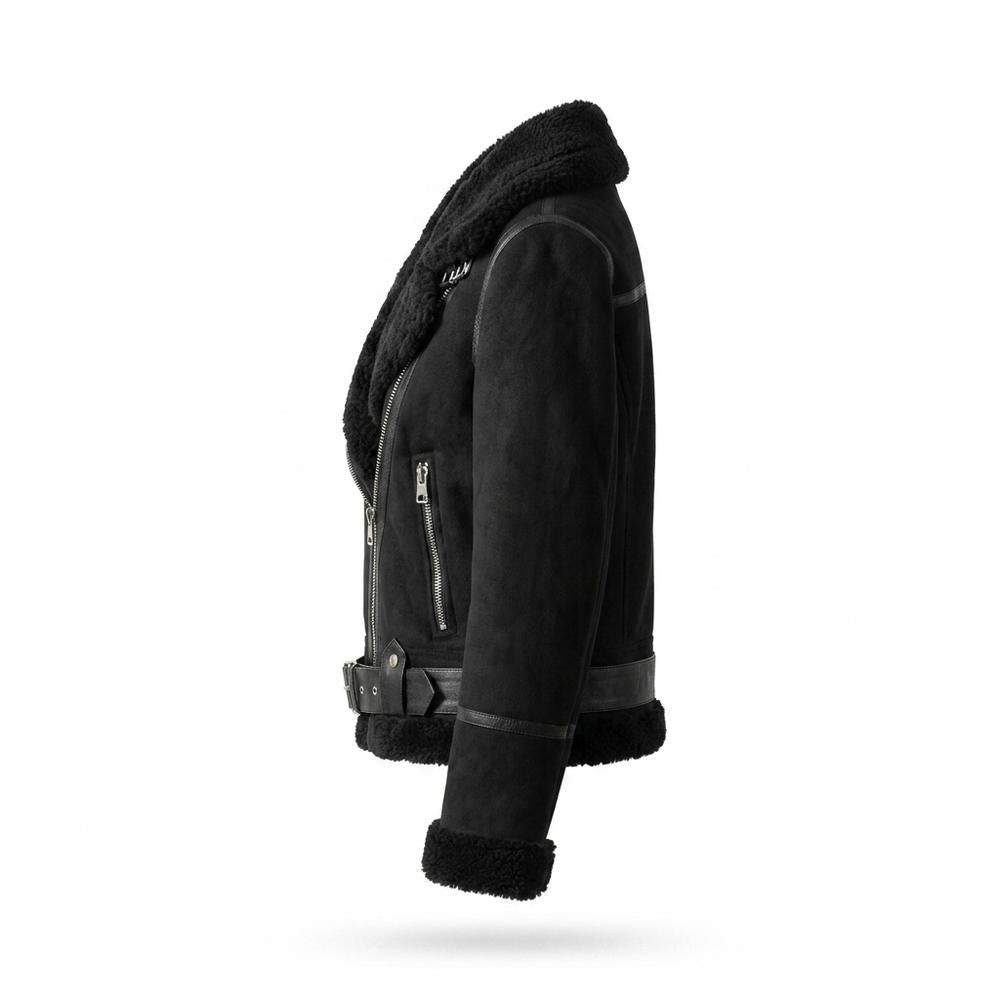 Lederjacken Outlet24 - Koted | Gefüttert Asymmetrisch Wildleder-Jacke Damen