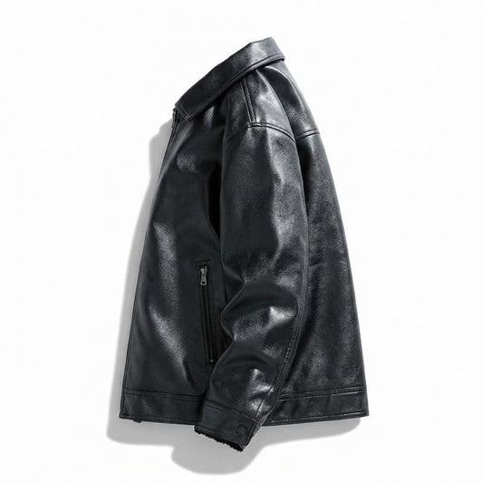 Lederjacken Outlet24 - Sadum | Gefütterte Gerade Geschnittene Lederjacke Herren
