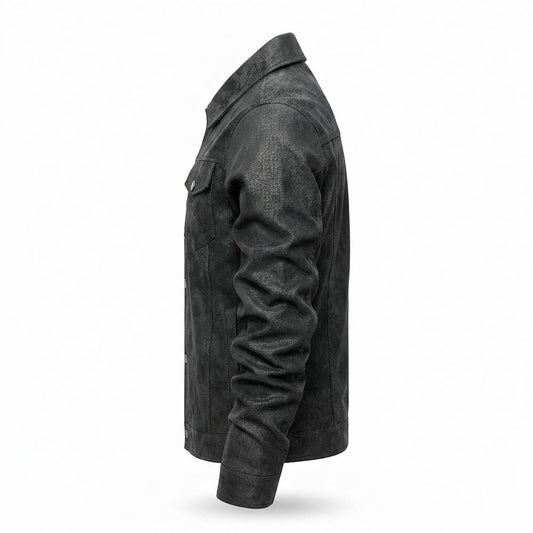 Lederjacken Outlet24 - Koler | Strukturiert Geknöpft Lederjacke Herren