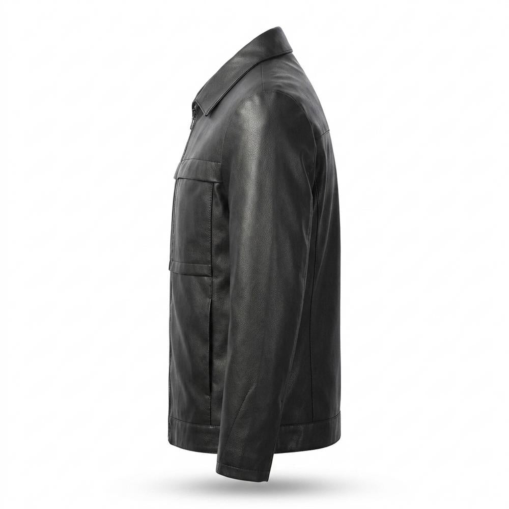 Lederjacken Outlet24 - Vuvot | Glatte Gefütterte Lederjacke Herren