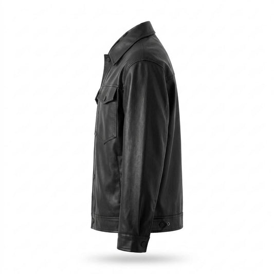 Lederjacken Outlet24 - Sipon | Druckgeknöpft Glatt Lederjacke Herren