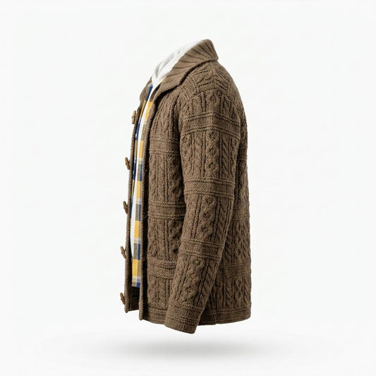 Lederjacken Outlet24 - Tamun | Grobgestrickt Strukturiert Strickjacke Herren