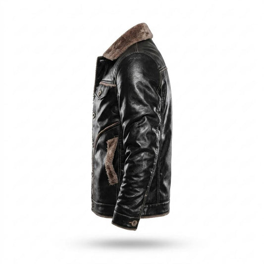 Lederjacken Outlet24 - Velan | Gefüttert Geknöpft Lederjacke Herren