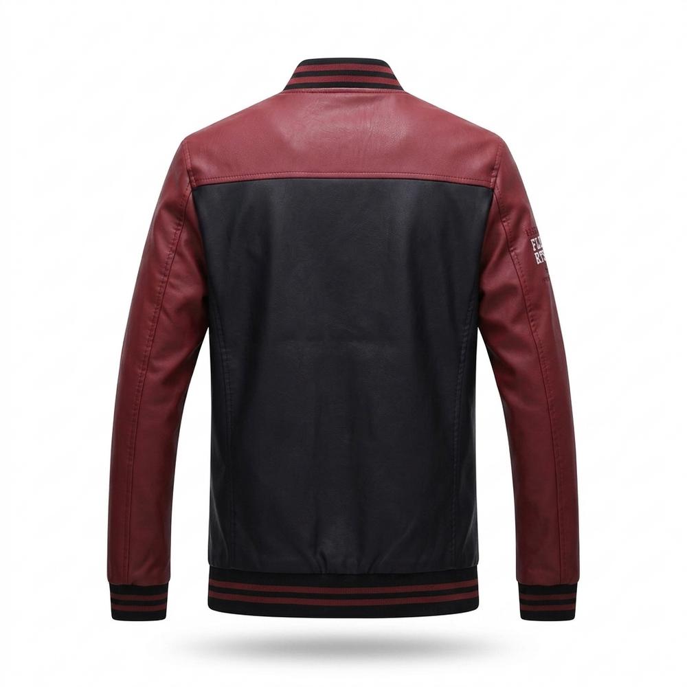 Lederjacken Outlet24 - Norav | Zweifarbige Gerippte Lederjacke Herren