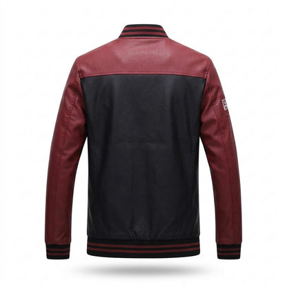 Lederjacken Outlet24 - Norav | Zweifarbige Gerippte Lederjacke Herren