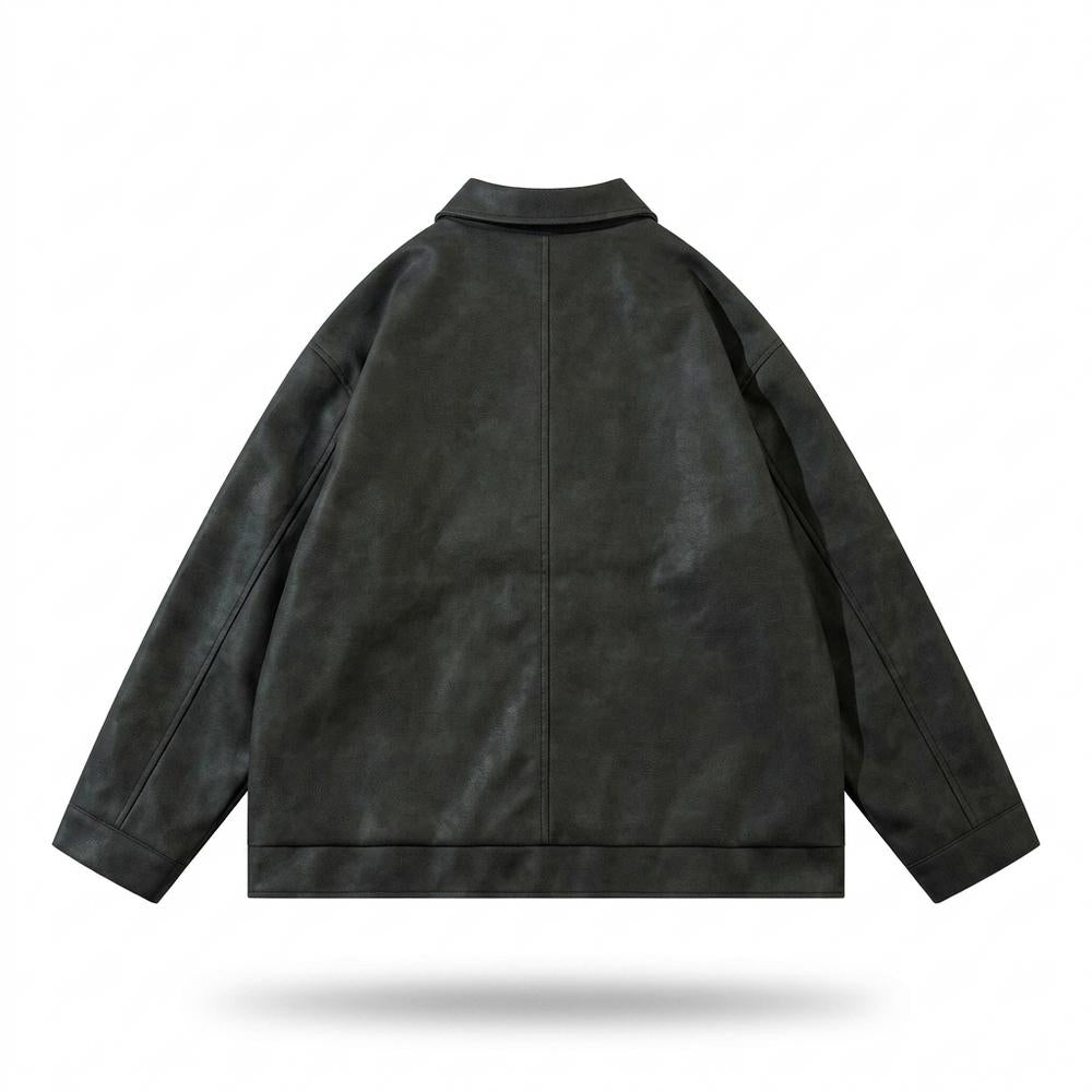 Lederjacken Outlet24 - Linus | Bestickte Strukturierte Lederjacke Unisex