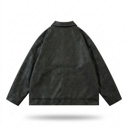 Lederjacken Outlet24 - Linus | Bestickte Strukturierte Lederjacke Unisex