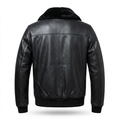 Lederjacken Outlet24 - Vivan | Gefüttert Fellkragen Lederjacke Herren