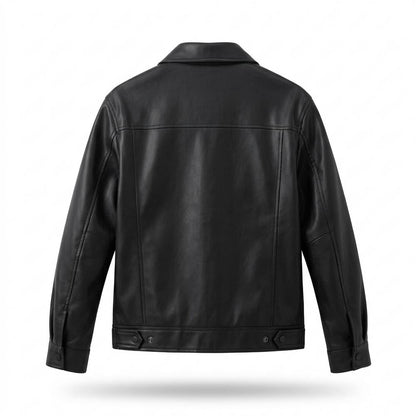 Lederjacken Outlet24 - Sipon | Druckgeknöpft Glatt Lederjacke Herren