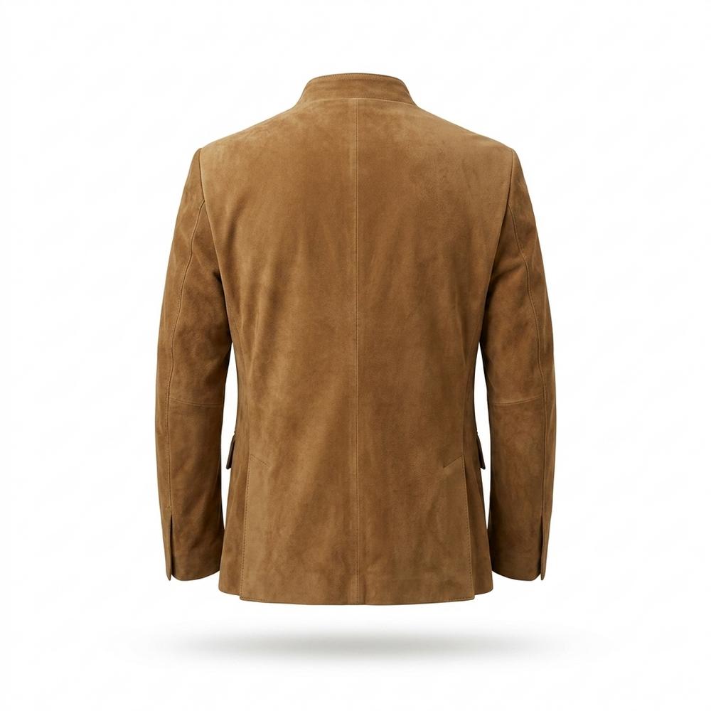 Lederjacken Outlet24 - Somol | Stehkragen Geknöpft Wildleder-Jacke Herren