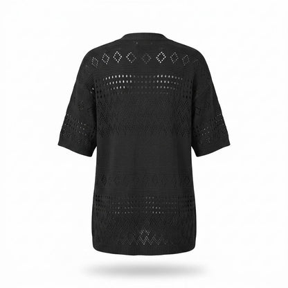 Lederjacken Outlet24 - Mozus | Lochgestrickt Kurzärmlig Cardigan Damen