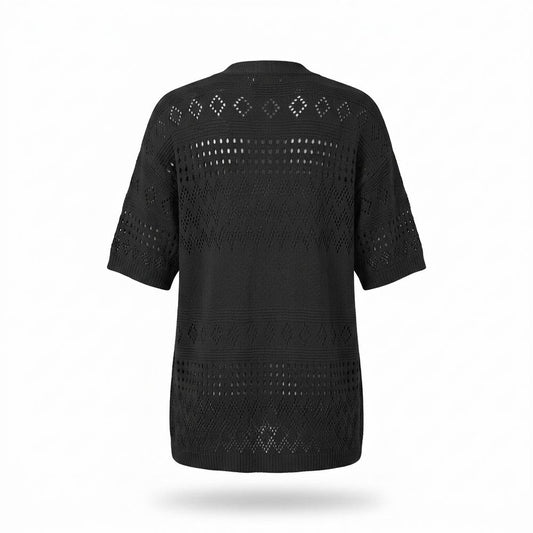 Lederjacken Outlet24 - Mozus | Lochgestrickt Kurzärmlig Cardigan Damen