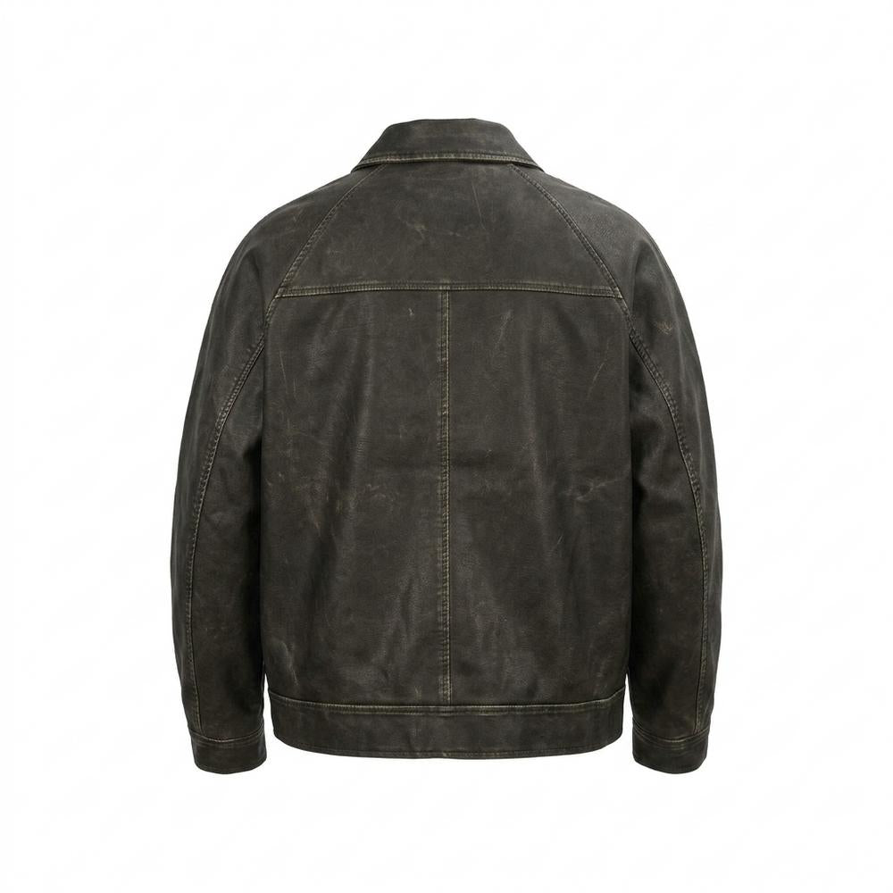 Lederjacken Outlet24 - Vosal | Gewaschene Geknöpfte Lederjacke Unisex