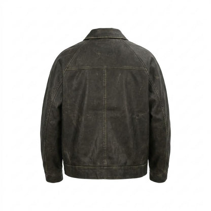 Lederjacken Outlet24 - Vosal | Gewaschene Geknöpfte Lederjacke Unisex