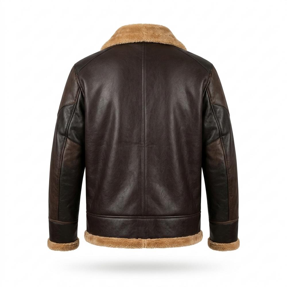 Lederjacken Outlet24 - Aukod | Gefütterte Zweifarbige Lederjacke Herren