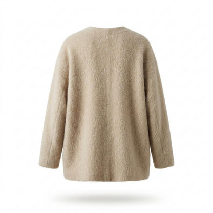 Lederjacken Outlet24 - Tofek | Kragenlos Strukturiert Cardigan Damen