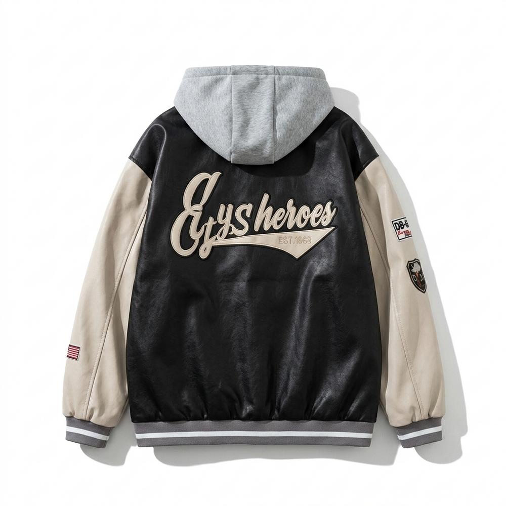 Lederjacken Outlet24 - Eebel | Geknöpfte Bestickte Lederjacke Unisex