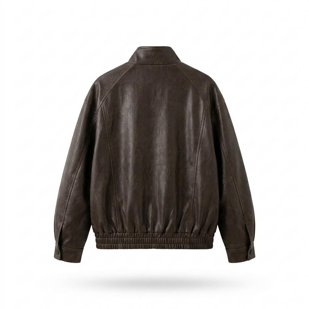Lederjacken Outlet24 - Eefiv | Oversized Reißverschluss Lederjacke Damen