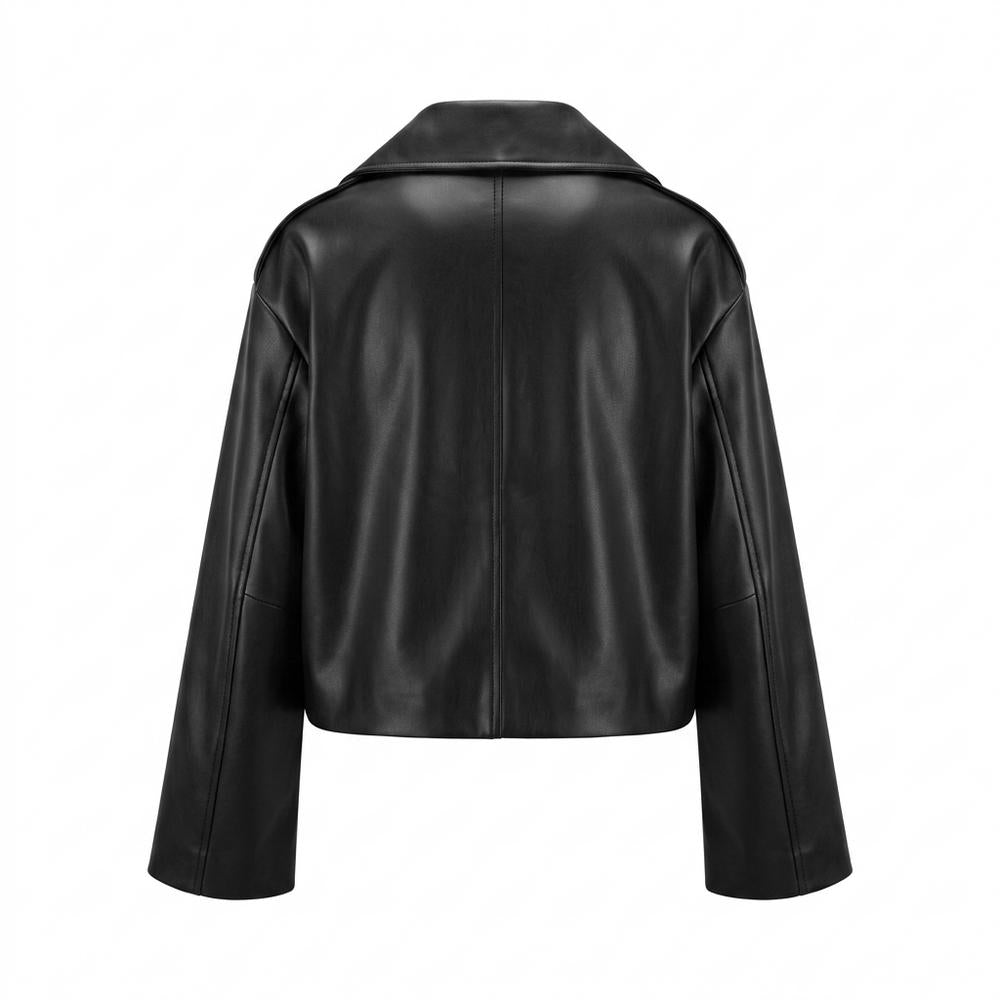 Lederjacken Outlet24 - Cisin | Kurze Zweireihige Lederjacke Damen