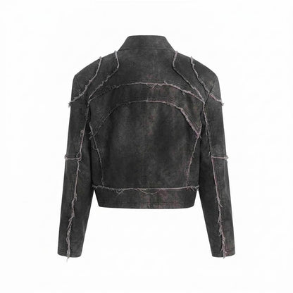 Lederjacken Outlet24 - Zuhut | Dekonstruiert Kurzgeschnitten Lederjacke Unisex