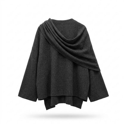 Lederjacken Outlet24 - Lelur | Asymmetrischer Drapierter Mantel Damen