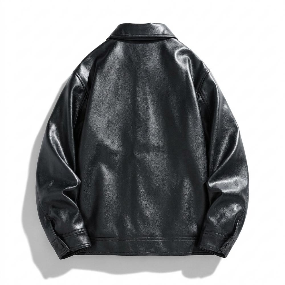 Lederjacken Outlet24 - Sadum | Gefütterte Gerade Geschnittene Lederjacke Herren