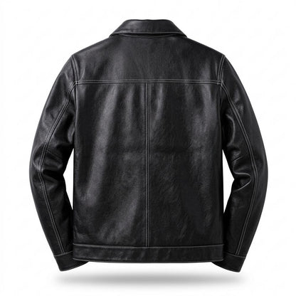 Lederjacken Outlet24 - Kezul | Kontrastgesteppt Geknöpft Lederjacke Herren