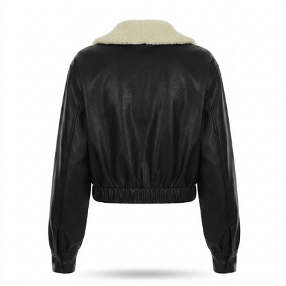Lederjacken Outlet24 - Sanak | Gefütterte Taillierte Lederjacke Damen