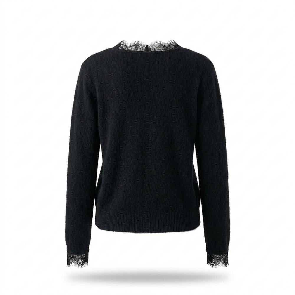Lederjacken Outlet24 - Mutud | Langärmlige Spitzenbesetzte Strickjacke Damen