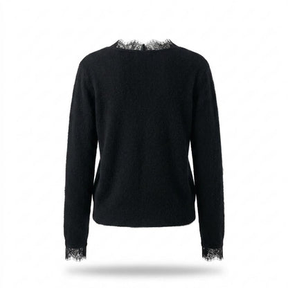 Lederjacken Outlet24 - Mutud | Langärmlige Spitzenbesetzte Strickjacke Damen