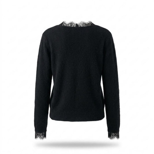 Lederjacken Outlet24 - Mutud | Langärmlige Spitzenbesetzte Strickjacke Damen
