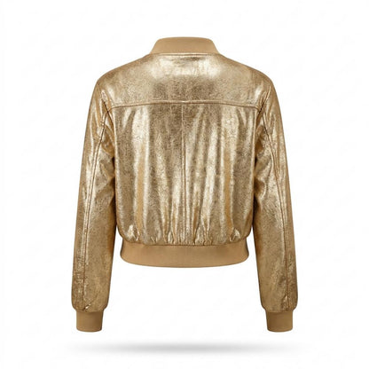 Lederjacken Outlet24 - Munim | Metallische Kurzgeschnittene Jacke Damen