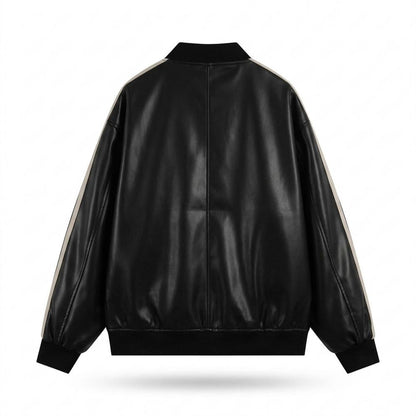 Lederjacken Outlet24 - Yuzel | Glänzend Gestreift Lederjacke Unisex