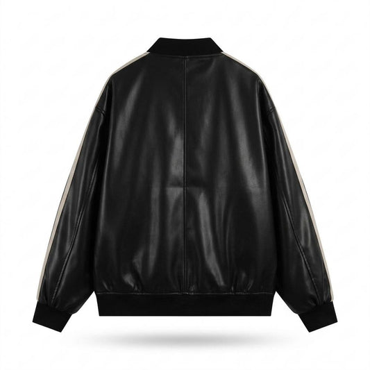 Lederjacken Outlet24 - Yuzel | Glänzend Gestreift Lederjacke Unisex