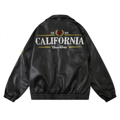 Lederjacken Outlet24 - Caput | Bestickte Weitgeschnittene Lederjacke Unisex