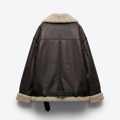Lederjacken Outlet24 - Liwod | Gefütterte Weite Lederjacke Damen