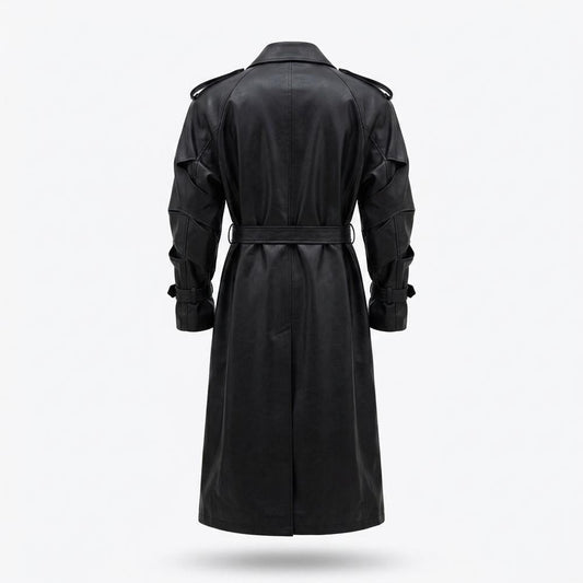 Lederjacken Outlet24 - Vapak | Doppelreihiger Gegürteter Ledermantel Unisex