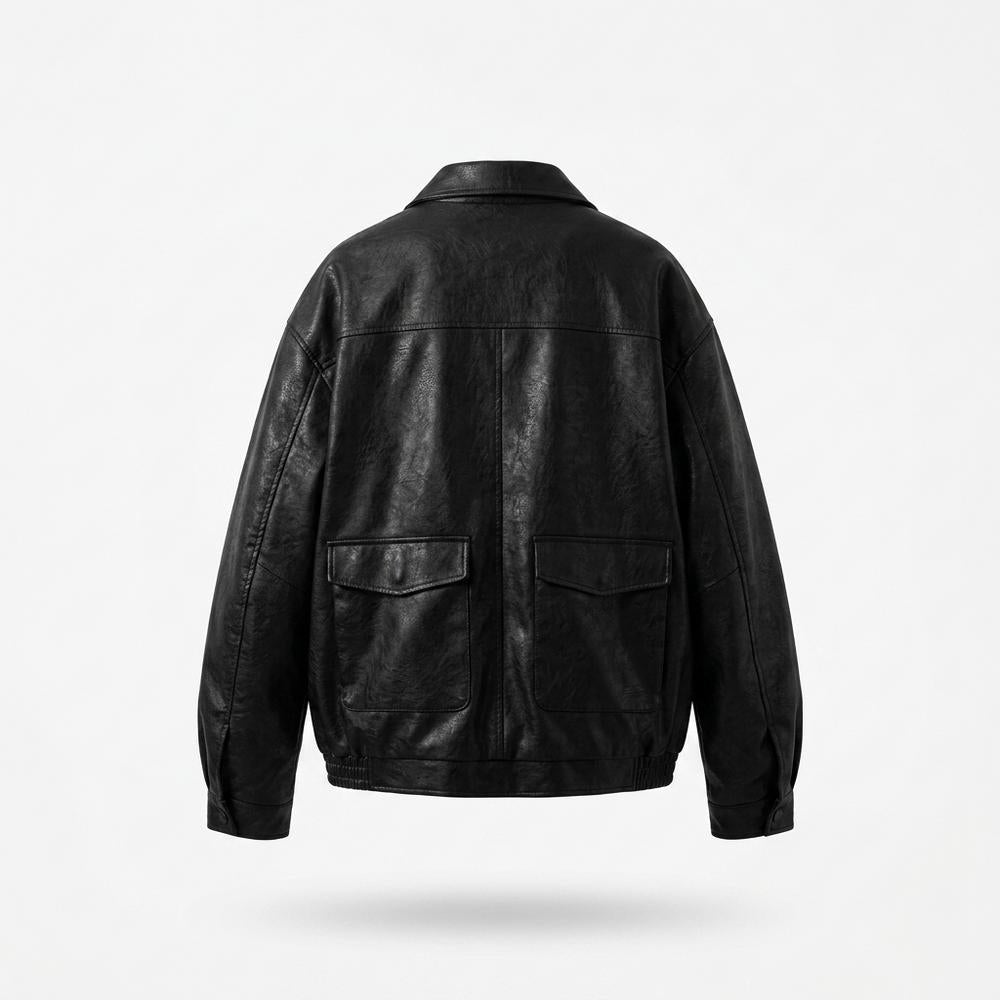 Lederjacken Outlet24 - Rolav | Strukturiert Gefüttert Lederjacke Unisex